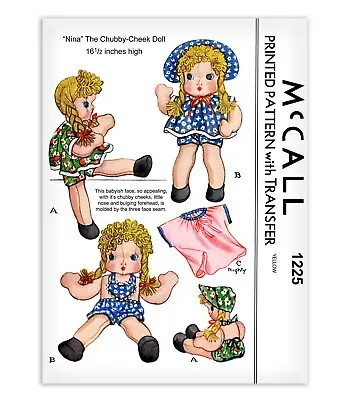 NINA Doll Sewing Pattern McCall 1225 Chubby Cheek Sun Suit Bonnet Vintage Rag • $6.99