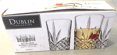 Shannon By Godinger Crystal Dublin Collection Four 12oz Highball Glasses NEW! • $30