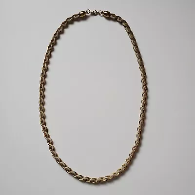 Vintage TRIFARI Necklace Signed Gold Tone Twisted Link Faux Seed Pearl Rope 80's • $16.95