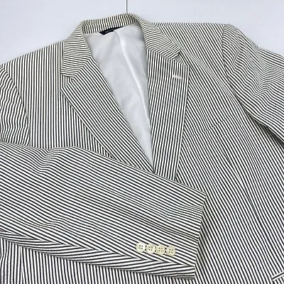 Brooks Brothers Berkley Seersucker Gray White Stripe Blazer Suit Jacket 45R Coat • $69.95