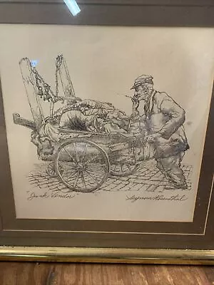 $125 • Buy Artist Seymour Rosenthal Pencil Signed Lithograph Junk Vendor 