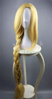 Tangled Rapunzel Disney Cosplay Wig Blonde Gold Long Braid Tail 120cm • £29.83