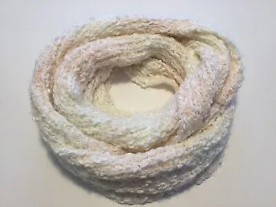 Karl Lagerfeld Fuzzy Ombre Chunky Knit Infinity Loop Scarf Blush Pink & White • $15