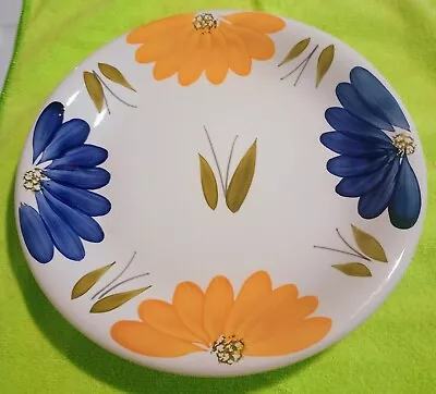 Maxam La Primula Blue & Yellow Daisy 10.5” Dinner Plate. Italy • $17.50