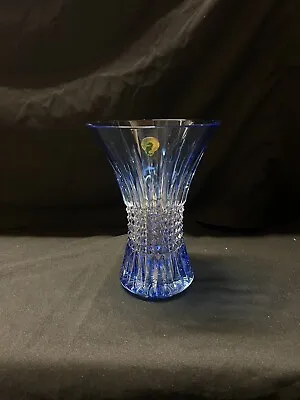 Waterford Crystal Lismore Diamond 8” Light Blue Vase • $220