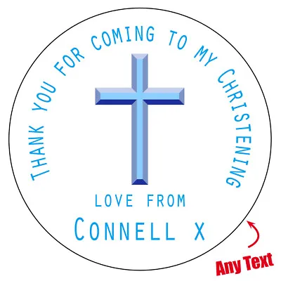 £1.65 • Buy Personalised Blue Cross Christening Baby Party Sticker Thank You Favour 573