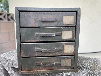 Vintage Green Metal Industrial Utility Cabinet Parts Storage  4 Drawer - 24 Bin • $69