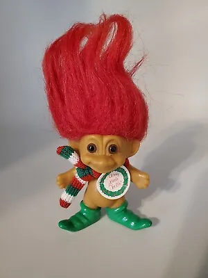 Russ Merry Little Troll Christmas Doll Nude 3  Red Hair Scarf  Holiday Elf • $4