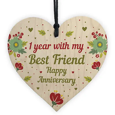 Wood Heart Anniversary Gift For Her Him 1st 2nd 5th 10 20th Wedding Anniversary • £3.99