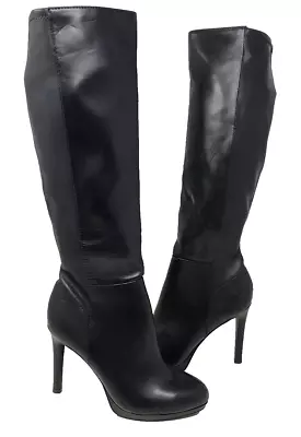 Nine West Women's Queany Black Zip Knee High Platform Boots Size:9 109Y • $97.99