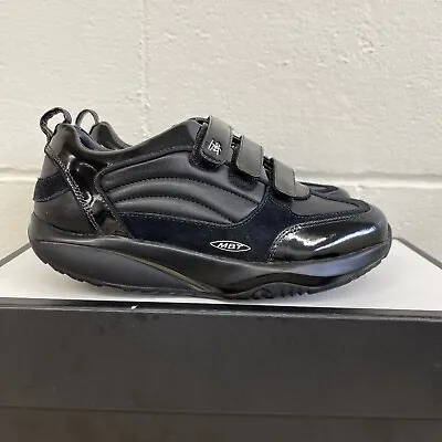 MBT Rocker Walking Comfort Shoe Sneakers Black Leather Patent Suede Women's 6.5 • $58