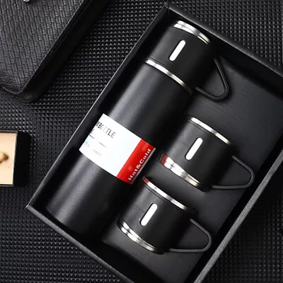 500ml Travel Coffee Mug Stainless Steel Thermos Tumbler Vacuum Flask W/ 2 Cups • $25.63