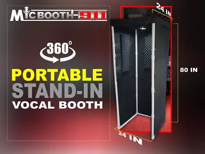 Portable Stand-In Vocal Booth  W/ Light & W/ Door Enclosure FREE SHIP • $315