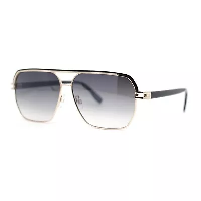 Mens Sophisticated Rectangular Flat Top Euro Style Metal Rim Sunglasses • $13.95