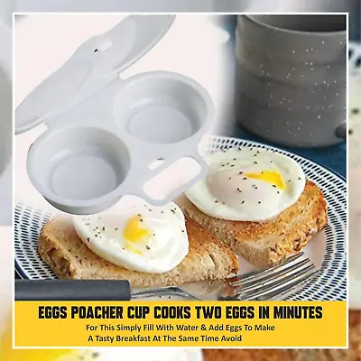 AHAD Egg Poacher Microwave Poached Maker Draining Boiler BPA Free Leak Proof Fo • £6.58