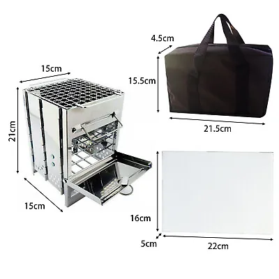 Portable Folding Cooker Camping Cooking BBQ Stove Wood Burning Stove Outdoor • £32.74