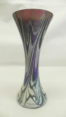 OKRA IRIDESCENT Glass Vase 7 1/2  Tall Bearing Label # • £75