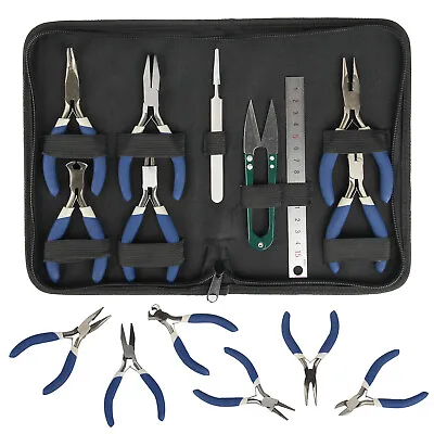 £17.89 • Buy 9pcs Jewellery Making Findings Beads Pliers Craft Tool Set Wire Cutters Kit Tool