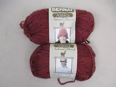 Lot Of 2 - Bernat Alpaca Blend Wool Yarn 70% Acrylic 30% Alpaca Red • $10.69