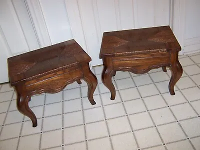 Pair Vintage Country French Woven Rush Seat Ottomans Benches Footstools • $399.99