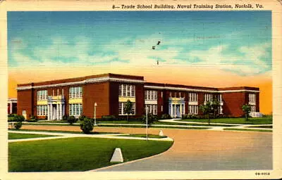 Postcard Trade School Building Naval Training Station Norfolk VA • $8