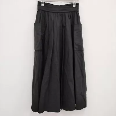 Ron Herman Linen Cotton Gathered Petticoat Lace Long Skirt Black 4-0406M♪ • £99.31