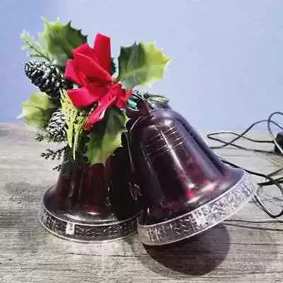 Vintage Carolites Bells Of Noel Musical Lighted 3-Bell Cluster Christmas • $56.99