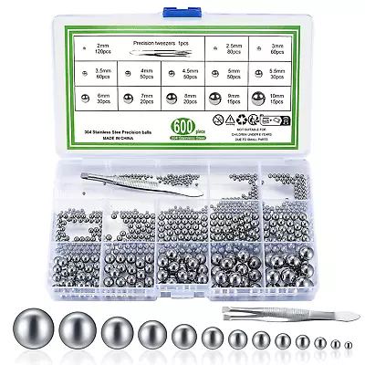 600 Pcs Metric Precision Steel Bearing Balls Assorted Stainless Steel Loose Bic • $14.25