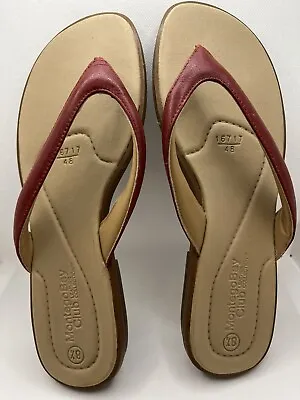 Montego Bay Club Brazil Leather Burgundy Thong Slip On Sandals 16717-48 Size-8 • $9.99