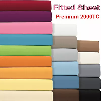 $8.99 • Buy High Quality 2000TC Ultra Soft Fitted Sheet Single/Double/Queen/King/ Bed AUS