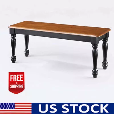 Solid Wood Dining Bench Autumn Lane Farmhouse  Black And Natural Finish • $112.50