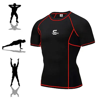 £5.99 • Buy Mens Gym T Shirt And Shorts Plain Cricket Running Compression Sleeves Activewear