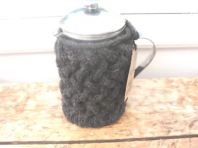 Hand Knitted Aran Medium Cafetiere Cosy Charcoal Grey Ziggy Knits • £8