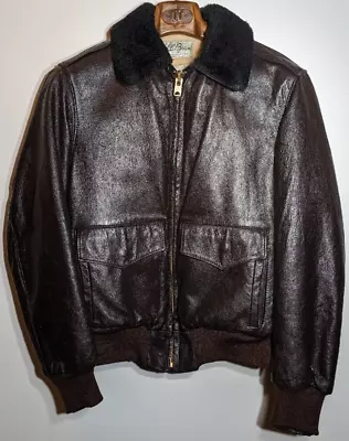 Vintage 1960s LL Bean Mouton Fur Aviator Bomber Jacket Fur Lined Shearling • $324.99