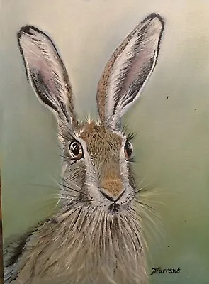 £260 • Buy Hare Portrait Rabbit,fox,hunting Oil Painting Original Art