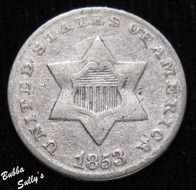 1853 III Cent Silver VERY FINE • $16