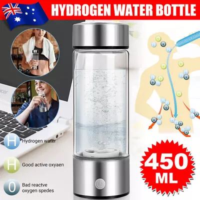 450ml Hydrogen Water Bottle Rich Alkaline Ionizer Generator 1200mAh Cup Mug Kit • $37.86