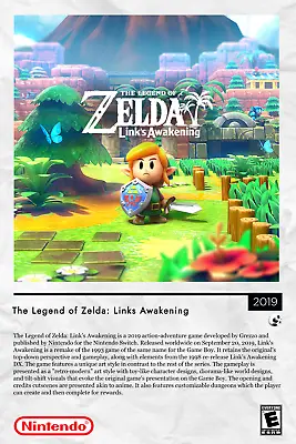Legend Of Zelda Link's Awakening CUSTOM Gaming Showcase Poster • $11.99