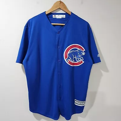 Chicago Cubs Majestic Cool Base Sewn Official MLB Baseball Blue Jersey Large • $39.99