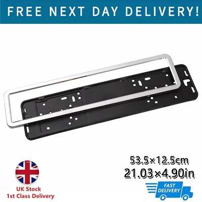 Number Plate Holder Surround Stainless Steel Frame ABS Backing Plates Universal • £8.99