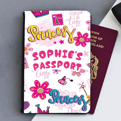 £9.99 • Buy Personalised Princess Background Girls Kids Children's Passport Holder Cover