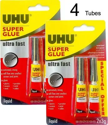 4 X Super Glue Gel Extra Strong Adhesive All Purpose Wood Plastic Metal Glass UK • £4.99