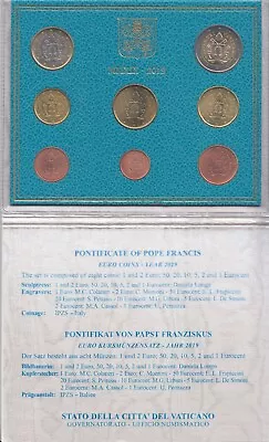 Coin Set Vatican Euro € BU 2019 SIMO OF THE TOP OF THE VATICAN Pope Francis • $94.66