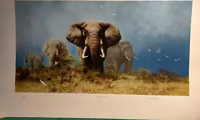 David Shepherd Storm Over Africa Silk Screen Elephants 121 Of Only 350 • £795