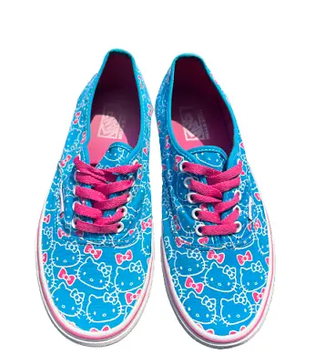 Vans Hello Kitty Sneakers Womens 9.5 M8.0 Blue Pink Skate Sk8 Off The Wall Shoes • $59.90