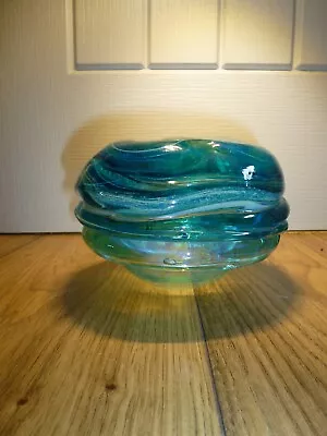 Vintage Mdina Green Blue Yellow Glass Vase Michael Harris Signed On Base Mdina • £19.99