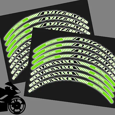 SH07 Green 17 INCH REFLECTIVE RIM STICKER For Kawasaki Z650 17 18 19 20 21 22 • $25.09