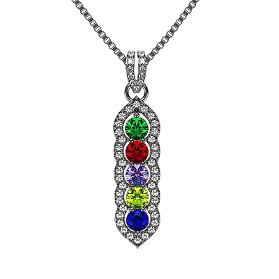 NANA Halo Tower Mothers Birthstone Necklace 3 To 6 Stones Silver Or 10k Gold • $394.95