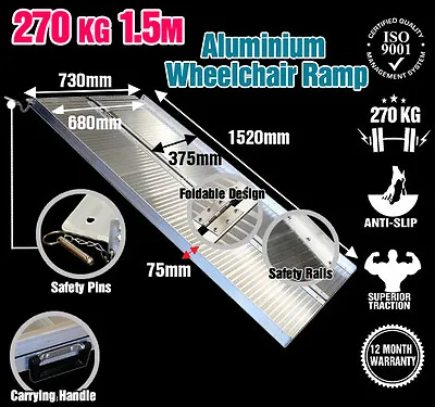 Wheelchair Ramp 1.5M Aluminium Folding Mobility Scooter Portable Loading Ramps • $1235.95