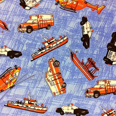 RPCL23m Ambulance Helicopter Fireman Police Fire Boat Rescue Cotton Fabric • $3.97